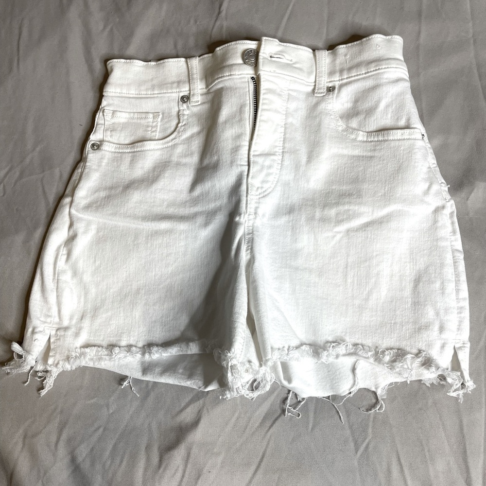 Express stretch midi high-rise size 0 white jean short